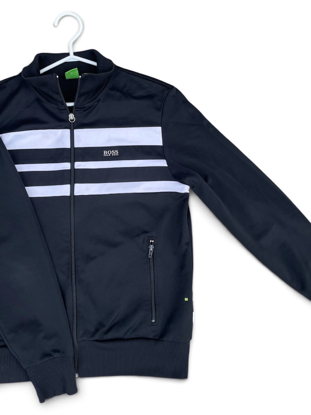 BOSS Navy Track Jacket with White Stripes